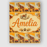 Personalised Name Cheetah Safari Illustration Custom Unique Gift Idea Modern Room Accent Canvas Wall Art Print Decor Picture Ready to Hang