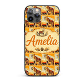 Cheetah Safari Illustration Warm Tones Seamless Custom Name Protective Phone Case Mobile Cover Durable Everyday Smartphone Shock Resistant