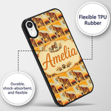 Cheetah Safari Illustration Warm Tones Seamless Custom Name Protective Phone Case Mobile Cover Durable Everyday Smartphone Shock Resistant
