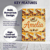 Personalised Name Cheetah Safari Illustration Custom Unique Gift Idea Modern Room Accent Canvas Wall Art Print Decor Picture Ready to Hang
