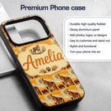 Cheetah Safari Illustration Warm Tones Seamless Custom Name Protective Phone Case Mobile Cover Durable Everyday Smartphone Shock Resistant