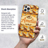 Cheetah Safari Illustration Warm Tones Seamless Custom Name Protective Phone Case Mobile Cover Durable Everyday Smartphone Shock Resistant