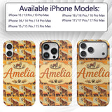 Cheetah Safari Illustration Warm Tones Seamless Custom Name Protective Phone Case Mobile Cover Durable Everyday Smartphone Shock Resistant