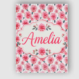 Personalised Name Soft Pink Dahlia Floral Custom  Unique Gift Idea Elegant Feature Canvas Wall Art Print Decor Picture Ready to Hang