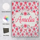 Personalised Name Soft Pink Dahlia Floral Custom  Unique Gift Idea Elegant Feature Canvas Wall Art Print Decor Picture Ready to Hang