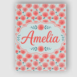 Personalised Name Peach Dahlia Floral Light Custom  Bespoke Interior Contemporary Canvas Wall Art Print Decor Picture Ready to Hang
