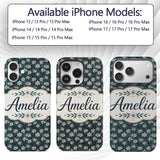 White Wildflowers Dense Botanical Printed Design Custom Name Protective Phone Case Mobile Cover Durable Everyday Smartphone Shock Resistant
