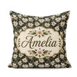 Custom Name White Clematis Flowers Background Seamless Botanical Square Filled Cushion Throw Pillow Sofa Bed Home Decor Zip Washable UK Made