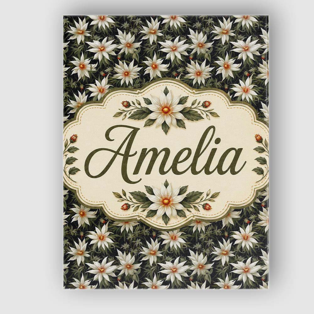 Personalised Name White Clematis Flowers Custom  Unique Gift Idea Elegant Feature Canvas Wall Art Print Decor Picture Ready to Hang