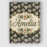 Personalised Name White Clematis Flowers Custom  Unique Gift Idea Elegant Feature Canvas Wall Art Print Decor Picture Ready to Hang