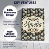 Personalised Name White Clematis Flowers Custom  Unique Gift Idea Elegant Feature Canvas Wall Art Print Decor Picture Ready to Hang