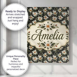 Personalised Name White Clematis Flowers Custom  Unique Gift Idea Elegant Feature Canvas Wall Art Print Decor Picture Ready to Hang