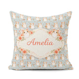 Custom Name Hamster Floral Branch Cute Animal Seamless Pattern Square Filled Cushion Throw Pillow Sofa Bed Home Decor Zip Washable UK Made