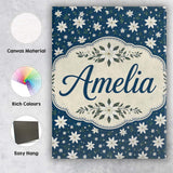 Personalised Name Small White Floral Custom Premium Decorative Design Modern Room Accent Canvas Wall Art Print Decor Picture Ready to Hang