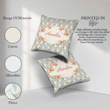 Custom Name Hamster Floral Branch Cute Animal Seamless Pattern Square Filled Cushion Throw Pillow Sofa Bed Home Decor Zip Washable UK Made