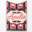 Dark Flamingo Moonlight Tropical Scene Seamless Pattern Exotic Bird  Personalised Custom Name Super Soft Fleece Blanket Bed Sofa Throw