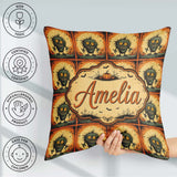 Custom Name Spooky Monster Pumpkin Halloween Seamless Fun Creepy Square Filled Cushion Throw Pillow Sofa Bed Home Decor Zip Washable UK Made