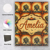 Personalised Name Cute Spooky Monster Custom Modern Room Accent Creative Decorator Style Canvas Wall Art Print Decor Picture Ready to Hang