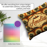 Custom Name Spooky Monster Pumpkin Halloween Seamless Fun Creepy Square Filled Cushion Throw Pillow Sofa Bed Home Decor Zip Washable UK Made