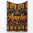 Grinning Monster Halloween Pumpkin Scene Seamless Pattern Creepy  Personalised Custom Name Super Soft Fleece Blanket Bed Sofa Throw