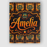 Personalised Name Grinning Monster Halloween Custom Bespoke  Contemporary Display Canvas Wall Art Print Decor Picture Ready to Hang