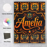 Personalised Name Grinning Monster Halloween Custom Bespoke  Contemporary Display Canvas Wall Art Print Decor Picture Ready to Hang
