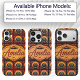 Cartoon Monster Frame Halloween Seamless Pattern Custom Name Protective Phone Case Mobile Cover Durable Everyday Smartphone Shock Resistant