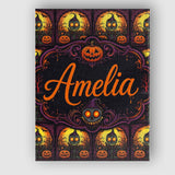 Personalised Name Skeleton Pumpkin Halloween Custom Bespoke  Contemporary Display Canvas Wall Art Print Decor Picture Ready to Hang