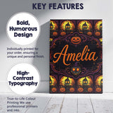 Personalised Name Skeleton Pumpkin Halloween Custom Bespoke  Contemporary Display Canvas Wall Art Print Decor Picture Ready to Hang