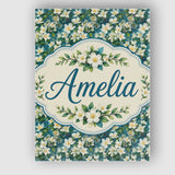 Personalised Name White Blossom Floral Custom  Modern Room Accent Elegant Feature Canvas Wall Art Print Decor Picture Ready to Hang