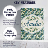 Personalised Name White Blossom Floral Custom  Modern Room Accent Elegant Feature Canvas Wall Art Print Decor Picture Ready to Hang