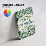 Personalised Name White Blossom Floral Custom  Modern Room Accent Elegant Feature Canvas Wall Art Print Decor Picture Ready to Hang
