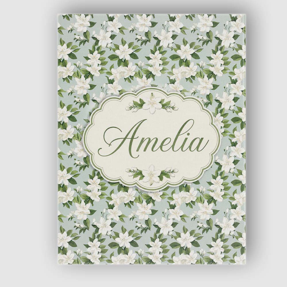 Personalised Name White Jasmine Flowers on Custom  Unique Gift Idea Elegant Feature Canvas Wall Art Print Decor Picture Ready to Hang