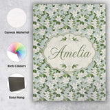 Personalised Name White Jasmine Flowers on Custom  Unique Gift Idea Elegant Feature Canvas Wall Art Print Decor Picture Ready to Hang
