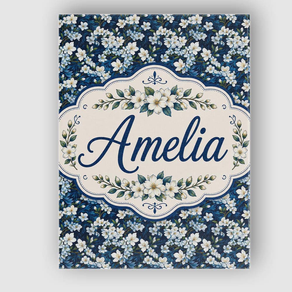 Personalised Name White Floral Bloom on Custom  Modern Room Accent Elegant Feature Canvas Wall Art Print Decor Picture Ready to Hang