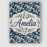 Personalised Name White Floral Bloom on Custom  Modern Room Accent Elegant Feature Canvas Wall Art Print Decor Picture Ready to Hang