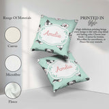 Custom Name Cute French Bulldog Teal Background Seamless Pattern Square Filled Cushion Throw Pillow Sofa Bed Home Decor Zip Washable UK Made