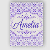 Personalised Name Purple Geometric Floral Custom  Unique Gift Idea Elegant Feature Canvas Wall Art Print Decor Picture Ready to Hang