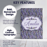 Personalised Name Detailed Lavender Botanical Custom Unique Gift Idea Modern Room Accent Canvas Wall Art Print Decor Picture Ready to Hang