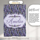 Detailed Lavender Botanical Garden Seamless Pattern Elegant Floral  Personalised Custom Name Super Soft Fleece Blanket Bed Sofa Throw