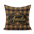 Custom Name Majestic Lion Crest with on Dark Background Seamless Square Filled Cushion Throw Pillow Sofa Bed Home Decor Zip Washable UK Made