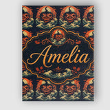 Personalised Name Dark Halloween Pumpkin Custom  Unique Gift Idea Elegant Feature Canvas Wall Art Print Decor Picture Ready to Hang