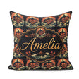 Custom Name Dark Halloween Pumpkin Demon Seamless Pattern Spooky Square Filled Cushion Throw Pillow Sofa Bed Home Decor Zip Washable UK Made