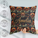 Custom Name Dark Halloween Pumpkin Demon Seamless Pattern Spooky Square Filled Cushion Throw Pillow Sofa Bed Home Decor Zip Washable UK Made