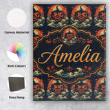 Personalised Name Dark Halloween Pumpkin Custom  Unique Gift Idea Elegant Feature Canvas Wall Art Print Decor Picture Ready to Hang