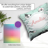 Custom Name Cute French Bulldog Teal Background Seamless Pattern Square Filled Cushion Throw Pillow Sofa Bed Home Decor Zip Washable UK Made