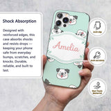 Cute French Bulldog Faces Teal Printed Design Custom Name Protective Phone Case Mobile Cover Durable Everyday Smartphone Shock Resistant