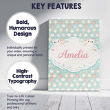 Personalised Name Pastel Cute Hamster Soft Polka Dot Seamless Custom Contemporary Display Canvas Wall Art Print Decor Picture Ready to Hang