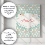 Personalised Name Pastel Cute Hamster Soft Polka Dot Seamless Custom Contemporary Display Canvas Wall Art Print Decor Picture Ready to Hang