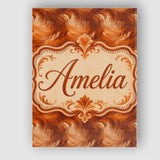 Personalised Name Abstract Orange Brush Custom  Modern Room Accent Elegant Feature Canvas Wall Art Print Decor Picture Ready to Hang